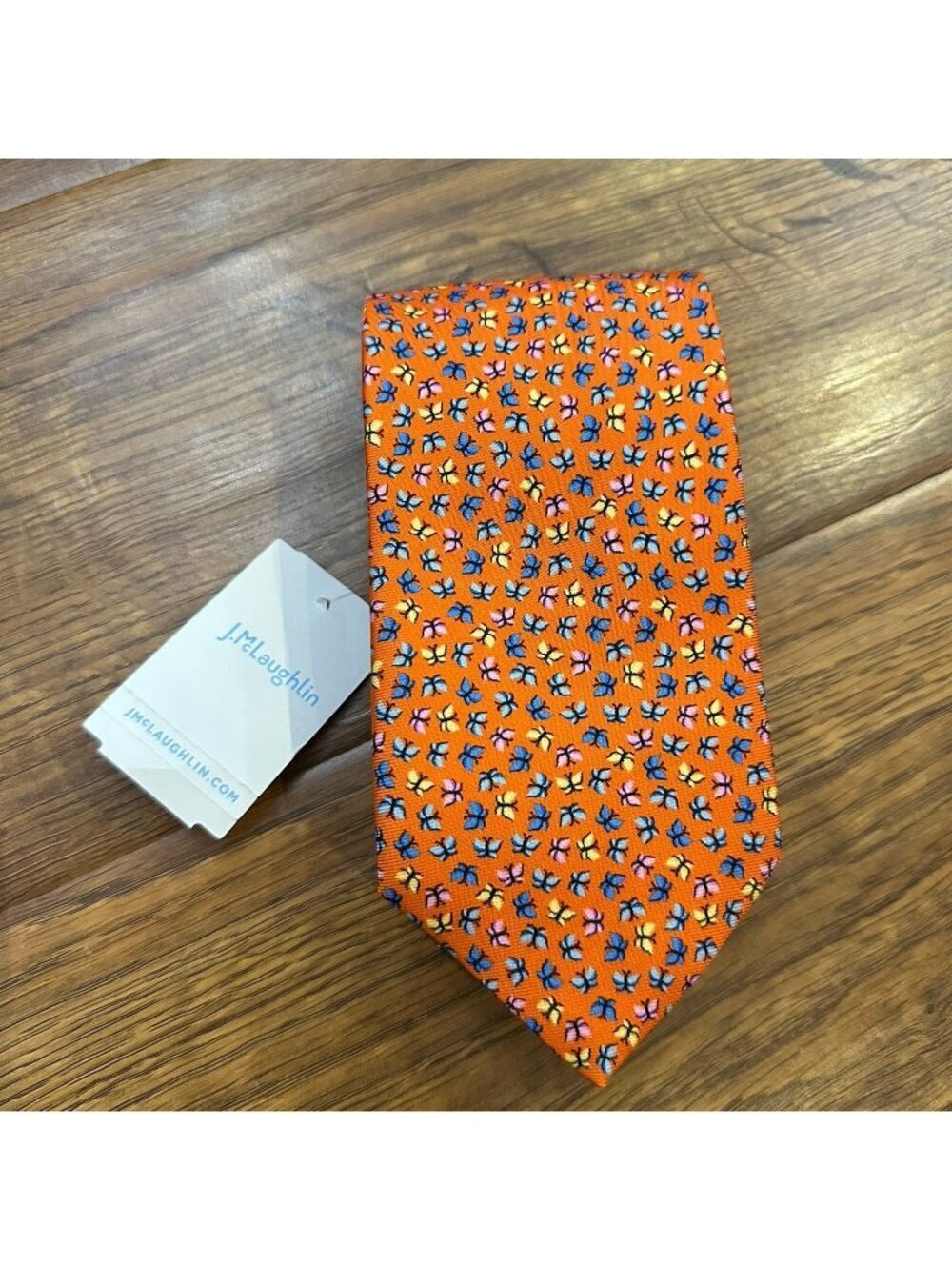 NWT J. McLaughlin butterfly print 100% silk mens tie